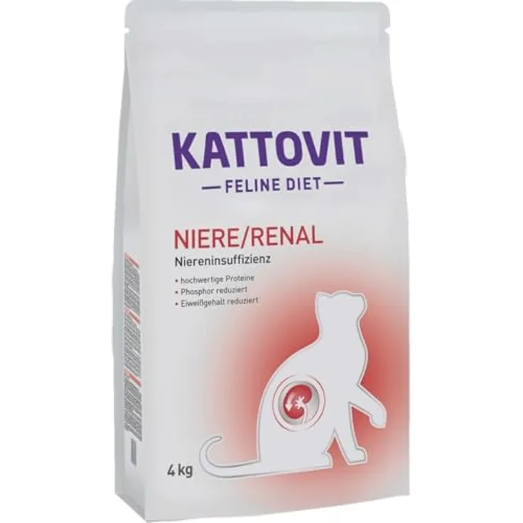 Kattovit Feline Nierendiät 4 kg, Diät-Alleinfutter zur Unterstützung der Nierenfunktion bei chronischer Niereninsuffizienz, hochverdauliches Protein, reduziert Phosphor und Natrium, angereichert mit Kaliumcitrat
