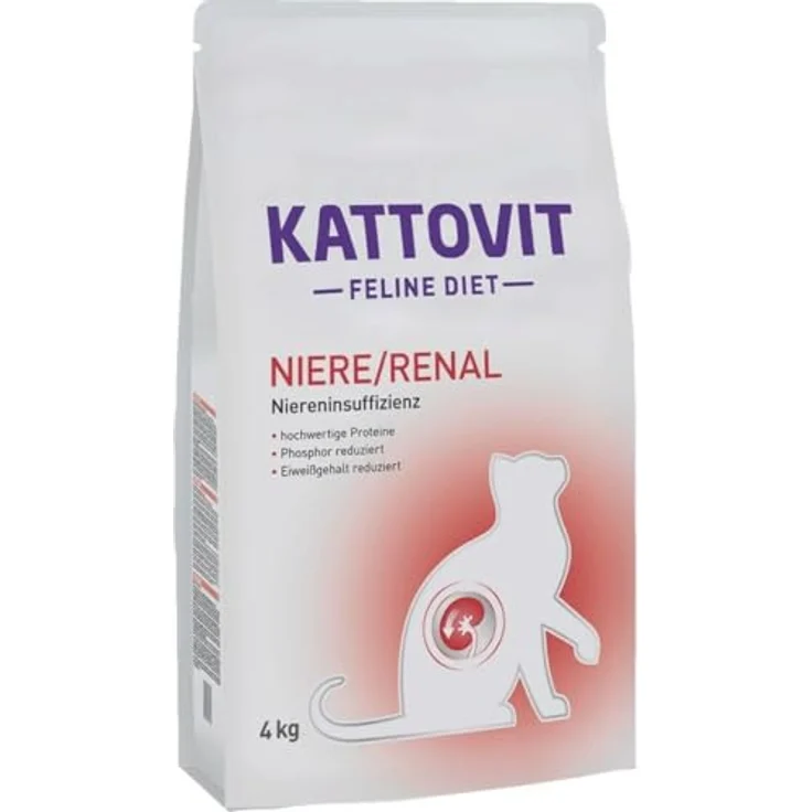 Kattovit Feline Nierendiät 4 kg, Diät-Alleinfutter zur Unterstützung der Nierenfunktion bei chronischer Niereninsuffizienz, hochverdauliches Protein, reduziert Phosphor und Natrium, angereichert mit Kaliumcitrat