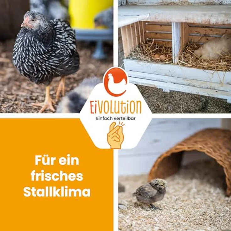 eivolution Hanfeinstreu mit Eukalyptus 14 kg - Staubfrei, hochsaugfähig und natürlich kompostierbar für Hühner & Pferde – Bild 5