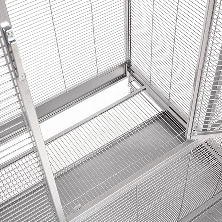 Montana Cages Premium Voliere New Sydney I für Sittiche und kleine Papageien, inkl. 2 Näpfe und 4 Lenkrollen, AVILON Pulverbeschichtung, Platinum Edition, ca. 90 x 70 x 180 cm – Bild 4