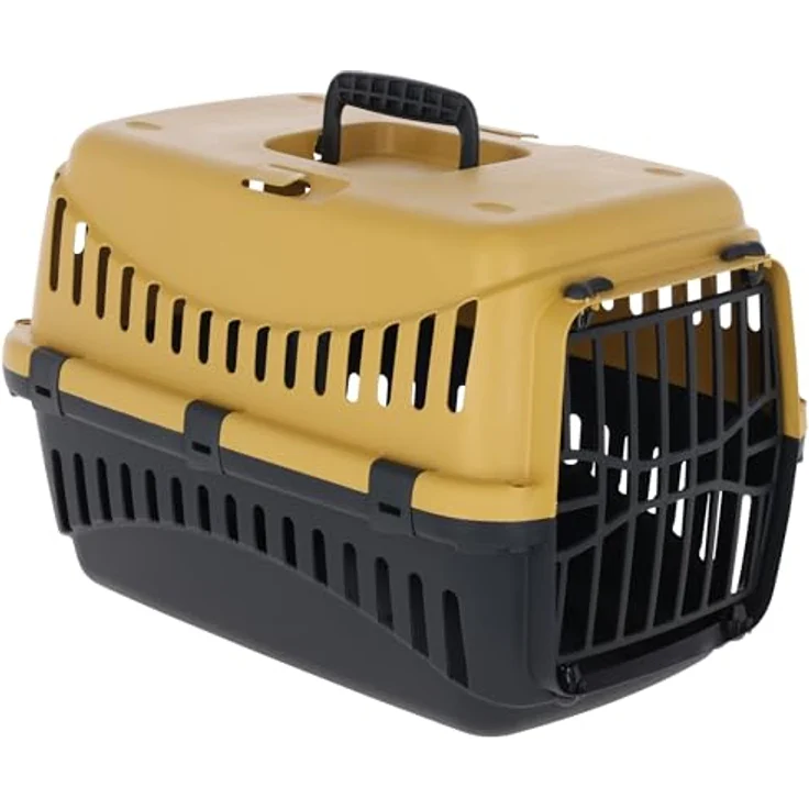 Kerbl Tiertransportbox für Hunde, Katzen und Kleintiere, 45x30x30 cm, robuster Kunststoff, leicht, mit Sicherheitsgurt und Tragegriff – Bild 1