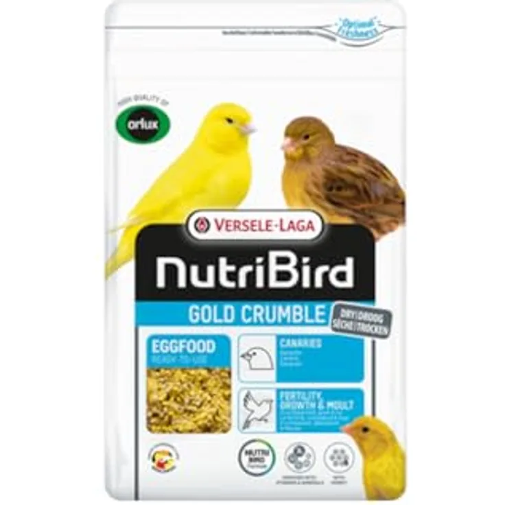 Versele-Laga NutriBird Gold Crumble Kanarien, 1 kg, Trockenes Eifutter mit Lysin und Methionin zur Unterstützung von Wachstum und Mauser