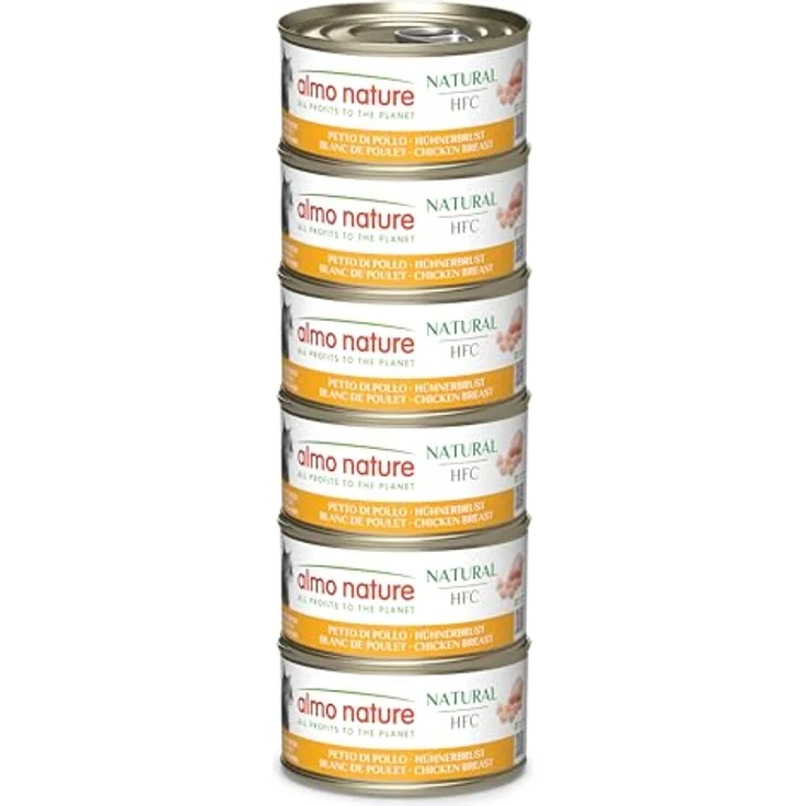 Almo Nature HFC Natural, Nassfutter für ausgewachsene Katzen, Hühnerbrust, Human Grade, glutenfrei, Monoprotein, 6 x 70g – Bild 1