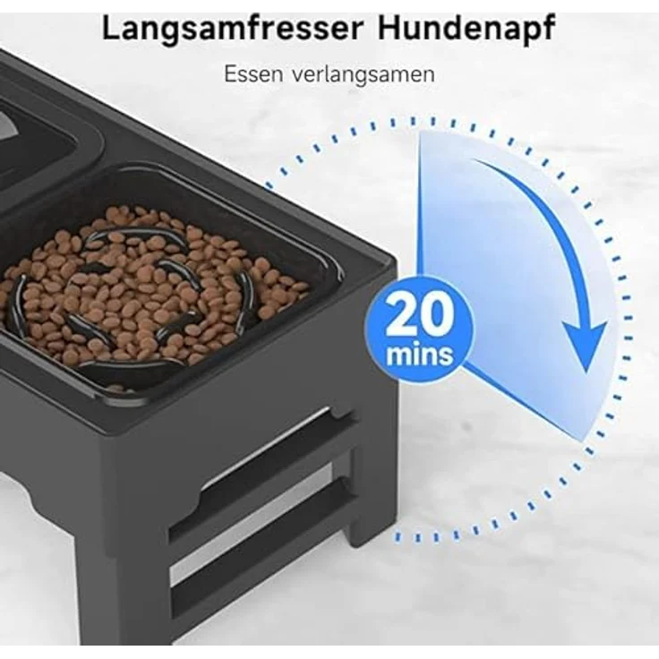 ELS PET Erhöhter Hundenapf, 2-in-1 auslaufsicherer faltbarer Wassernapf & Edelstahl Napf, 4 Höhenverstellbare Ständer für große, mittelgroße & kleine Hunde – Bild 3