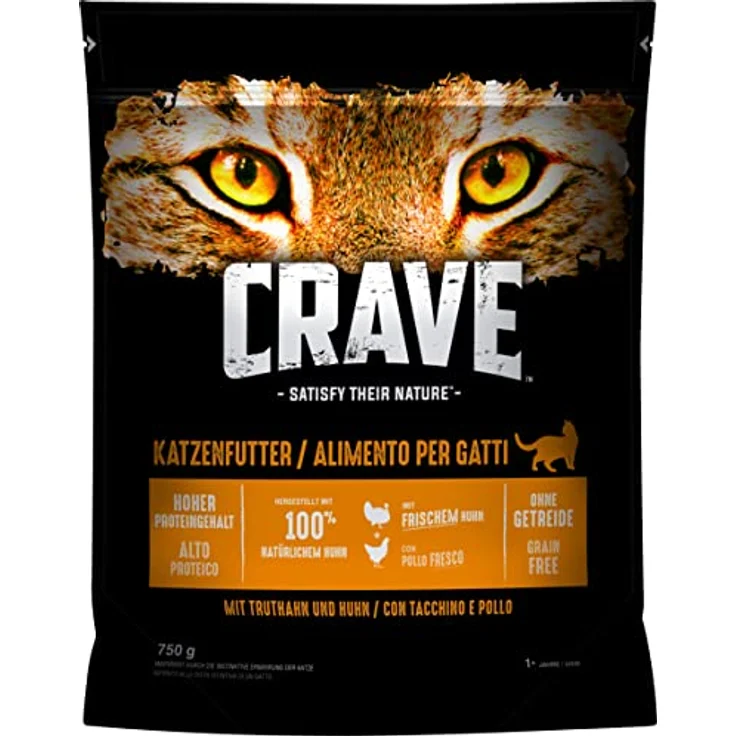 CRAVE Katzenfutter Trockenfutter Adult 1+ mit Huhn & Truthahn, 750g, ohne Getreide, hoher Proteingehalt – Bild 2
