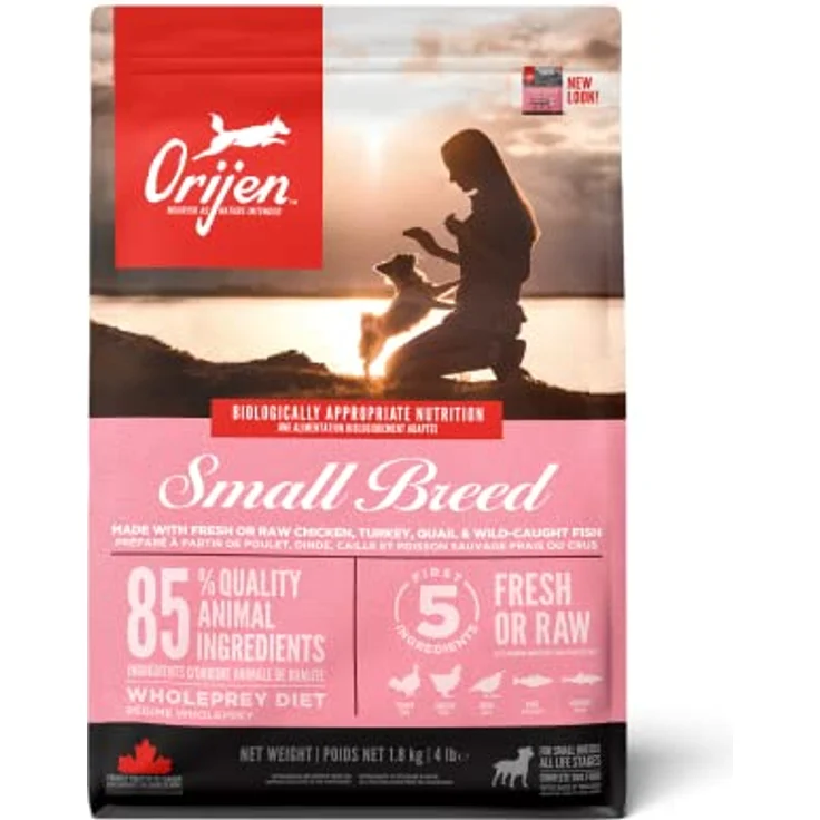 Orijen Whole Prey Adult Small Breed, gefriergetrocknetes Hundefutter mit freilaufendem Huhn, Truthahn und wild gefangenem Fisch, 1,8 kg – Bild 1