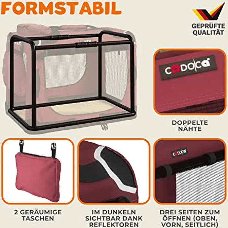 Cadoca Hundetransportbox faltbar Größe XL Dunkelrot – Bild 6
