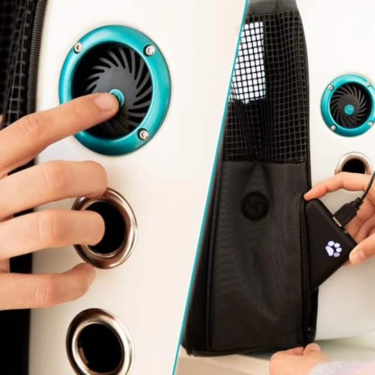 Cecotec Pumba 1800 Travel Fan, Katzen-Transportbox mit 2 Geschwindigkeiten, Belüftungssystem, Innenlicht, für Haustiere bis 8 kg, ergonomisches Design, große Fenster, Seitentasche – Bild 5