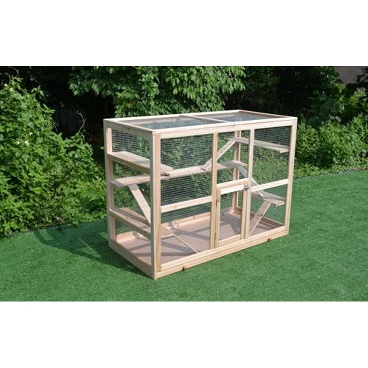 Mucola Freilaufgehege 120x60x90cm, robuster Holz Kaninchenstall, aufklappbar, ideal für Kleintiere – Bild 4