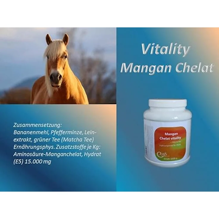 Barbara Seitz Mangan Chelat Vitality, Ergänzungsfutter für Pferde bei erhöhtem Manganbedarf, 1000 g, fördert Fettstoffwechsel und Bindegewebe – Bild 4
