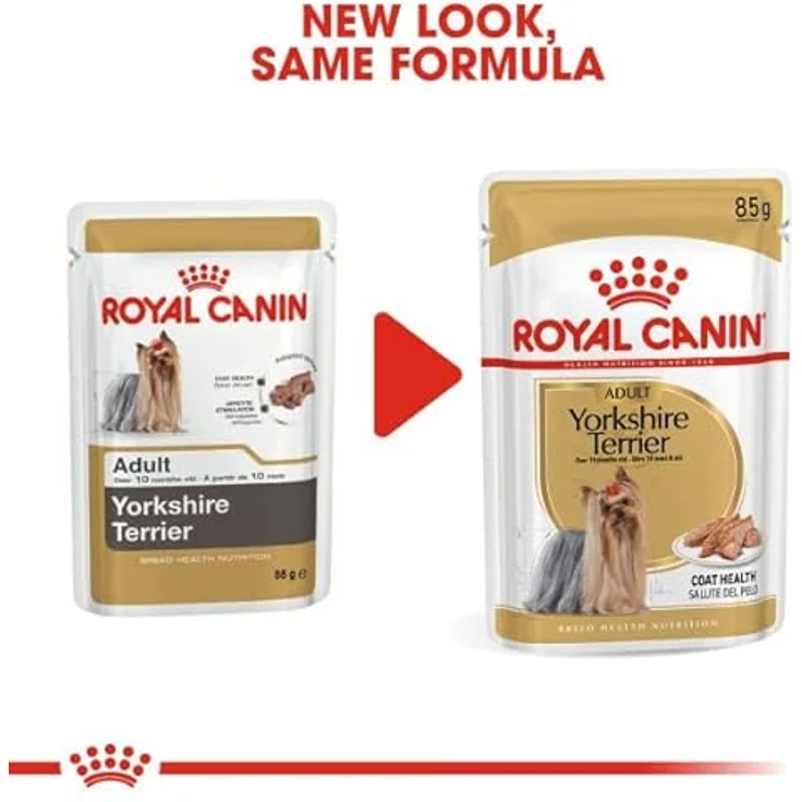 Royal Canin Yorkshire Terrier Adult, 12 x 85 g Hunde-Nassfutter in frischen Portionsbeuteln, Unterstützung für Pelz und Verdauung, ab 10 Monate – Bild 3