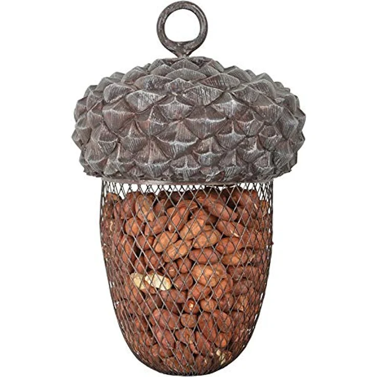 Esschert Design Futterstelle Eichel aus Polyresin und Metall,14,0 x 14,0 x 22,2 cm – Bild 3