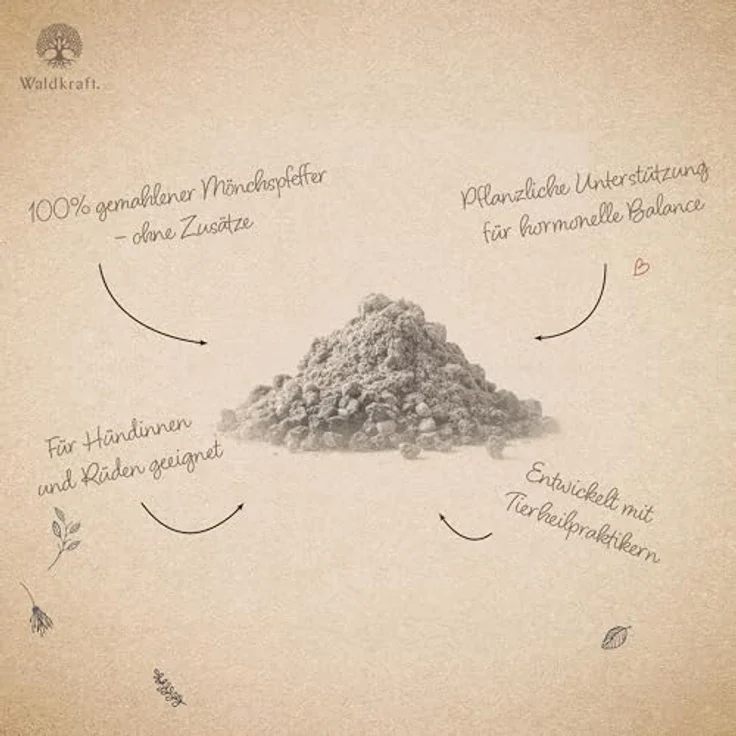 Waldkraft Mönchspfeffer für Hunde Nachfüllpack | 100 % Vitex Agnus-castus Pulver zur Unterstützung der Hormonbalance für Rüden & Hündinnen | 200 g – Bild 2