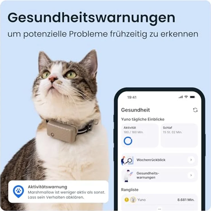 Tractive GPS Mini (One Size, Katze, Allgemein), Halsband + Leine – Bild 3
