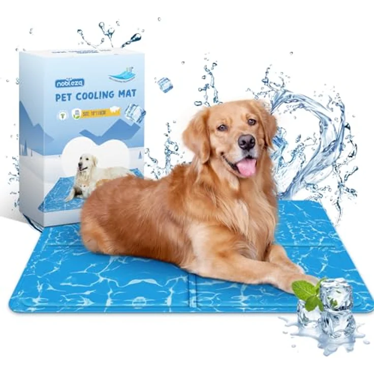 Nobleza Kühlmatte für Hunde und Katzen, selbstkühlend, ungiftiges Gel, 110x70cm, Blau, XL – Bild 1