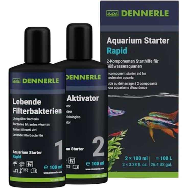 Dennerle 1681 Aquarium Starter Rapid, 200 ml 2-Komponenten Bio-Aktivator für schnellen Aquarienstart mit lebenden Filterbakterien – Bild 1