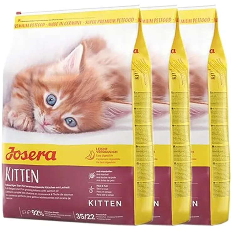 JOSERA Kitten Trockenfutter, 3 x 400 g für wachsende Katzen, glutenfrei und leicht verdaulich, Super Premium Qualität