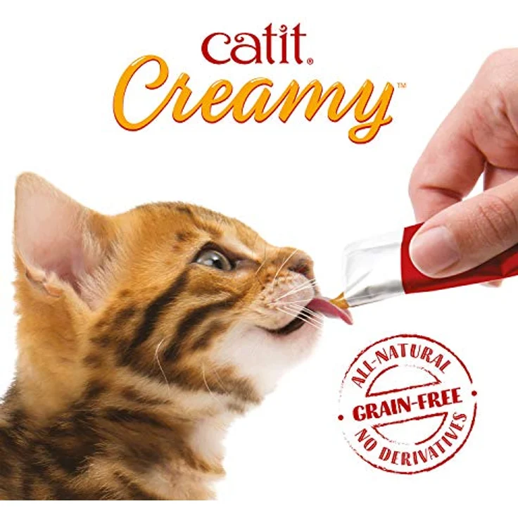 Catit Creamy, flüssigkeitsspendende Leckpaste für Katzen mit Thunfisch, 15 x 10g, reich an Eiweiß und Aminosäuren – Bild 3