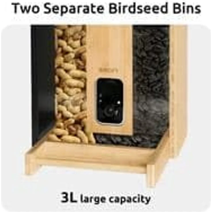 Birdfy Futterautomat Bamboo AI, smarter Vogelfutterspender aus FSC-zertifiziertem Bambus mit Solarpanel, Vogelhaus – Bild 4