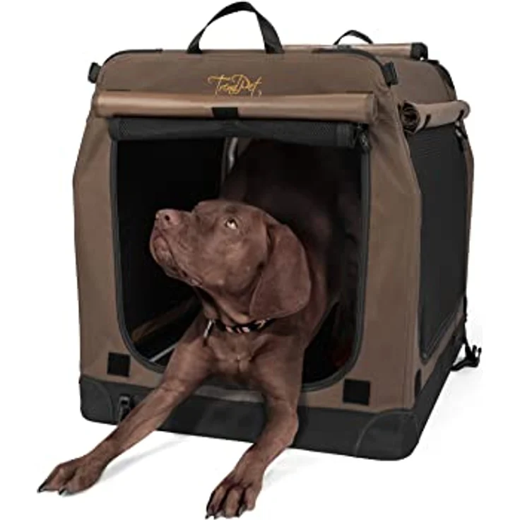 TrendPet TPX90-Pro, Leichte, Faltbare Hundebox aus Aluminium für Auto mit Verdunkelungsmöglichkeit und Netzstofföffnung – Bild 2