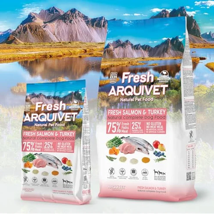 Arquivet Frischer Lachs und Truthahn, 2,5 kg Halbfeuchtfutter für Hunde, 75% Fleisch und Fisch, glutenfrei, gedämpft und kaltgepresst – Bild 4