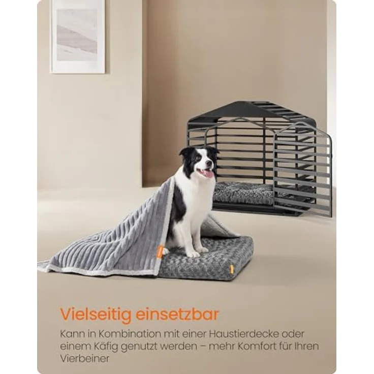Feandrea Hundebett, 110 x 74 cm, weiche Polsterung mit Rosendesign, waschbar, rutschfest – Bild 4