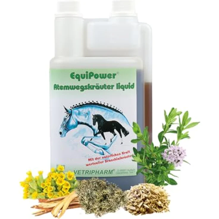 Equipower EquiPower Atemwegskräuter Liquid, 1 l für Pferde mit Fenchel & Thymian, natürliche Kräutermischung zur Unterstützung der Atemwege – Bild 3