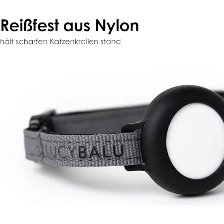 LucyBalu DORI Premium AirTag Katzenhalsband, reißfestes, größenverstellbares Nylonband, kompatibel mit Apple AirTag, anthrazit – Bild 4