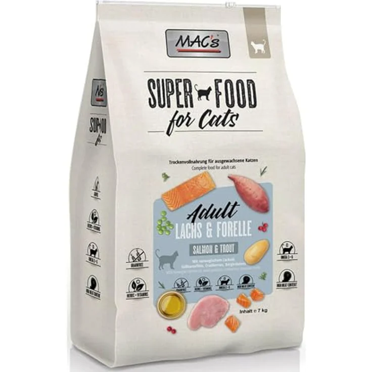 MAC's Katzenfutter getreidefrei Adult Lachs & Forelle, 7 kg, hoher Fleischanteil, ohne künstliche Zusatzstoffe, Made in Germany – Bild 1
