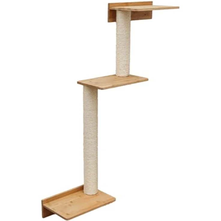 Eyepower Milo, 107 cm Wandkratzbaum mit 3 Plateaus und Sisal Kratzstämmen zur stabilen Wandmontage – Bild 2