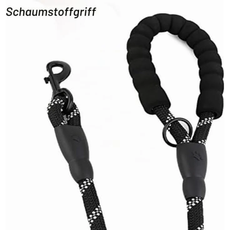 Eyleaf Hundeleine Reflexschwarz, 1.8m für große und mittelgroße Hunde, mit integrierter Kurzleine und gepolsterten Handschlaufen – Bild 3