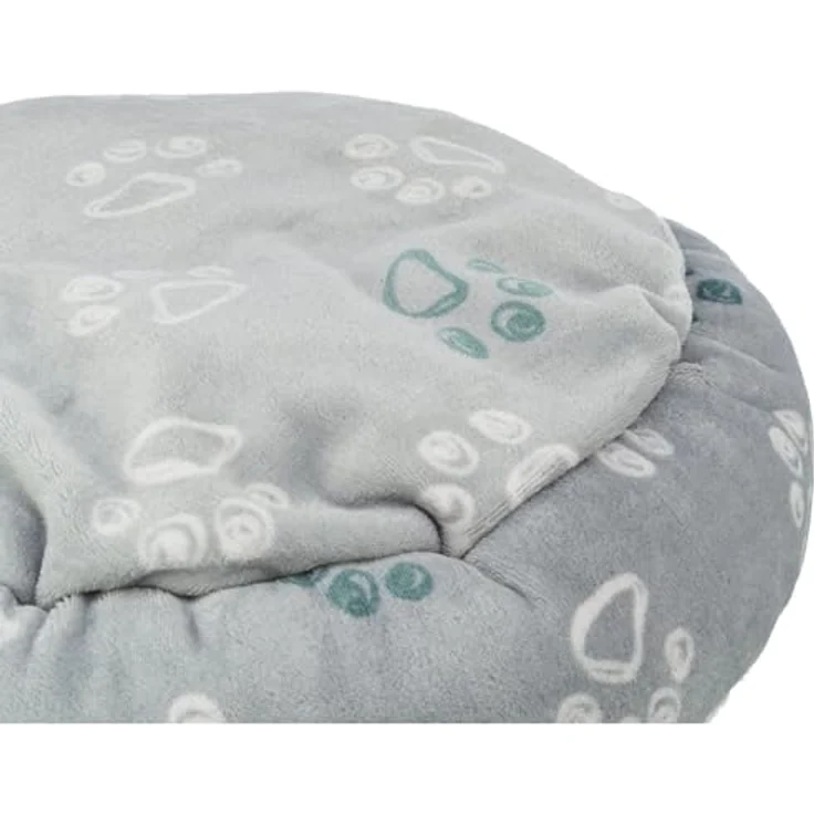TRIXIE Hundebett Jimmy Soft, rundes Tierbett aus Softplüsch, hellgrau mit integriertem Kissen – Bild 7