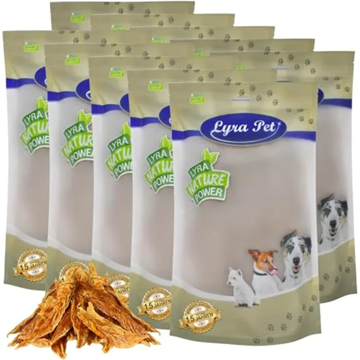 Lyra Pet® Hühnerbrustfilet naturbelassen, 10 kg fettarmer Kausnack, proteinhaltiges Leckerli für Hunde, getrockneter Kauartikel, 100% Natur, reich an Nährstoffen