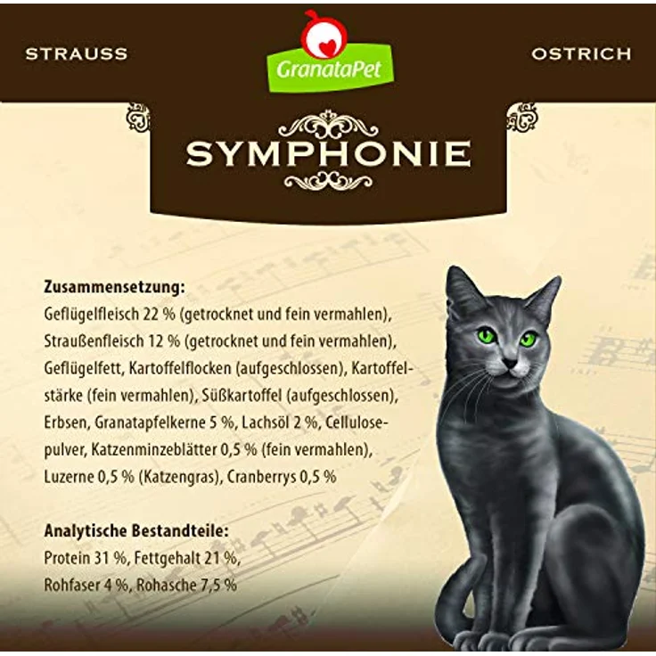 GranataPet Symphonie No.3, Katzen-Trockenfutter mit Strauß und Granatapfelkernen, 300g – Bild 3