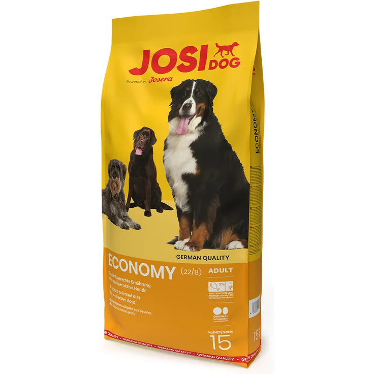 JosiDog Economy Trockenfutter, Sparpaket 2 x 15 kg für weniger aktive Hunde, 71% tierische Proteine, Deutschland