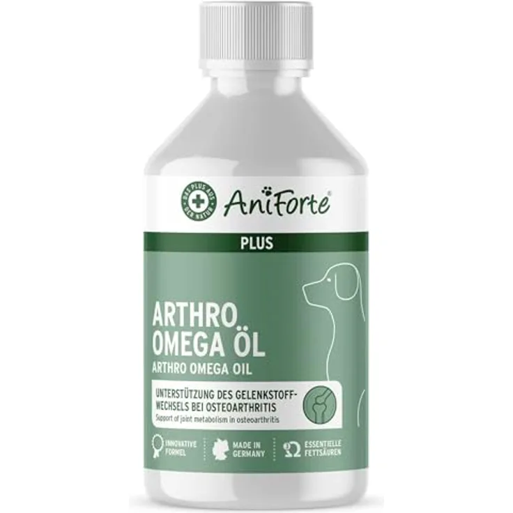 AniForte Arthro Omega Öl 250 ml, Diätergänzungsfuttermittel für Hunde mit hochwertigem Lachsöl und Omega-3-Fettsäuren zur Unterstützung der Gelenke und Knorpel