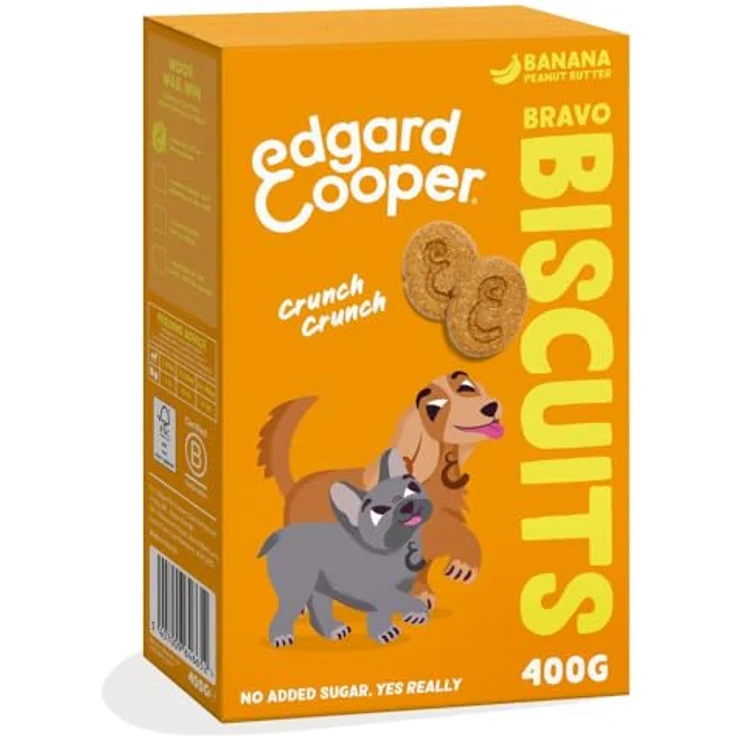 Edgard Cooper Bravo Biscuits Banana, 400g, getreidefreie Hundeleckerli mit frischem Fleisch und hohem Proteingehalt, für Adult und Welpen – Bild 1