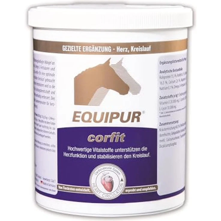 Equipur EQUIPUR corfit 1 kg | Vitalstoffe für Herzfunktion und Kreislaufsystem des Pferdes, unterstützt mit Omega-3-Fettsäuren und Kräutern – Bild 1