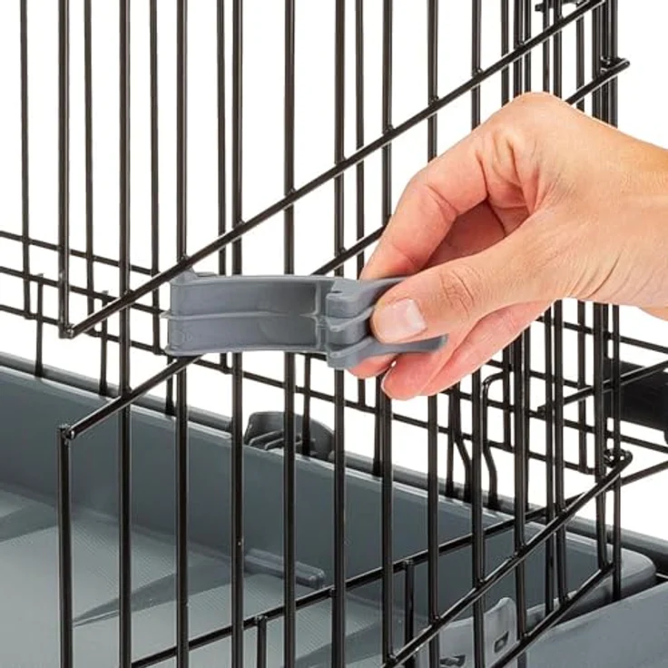 Ferplast Transportbox Superior, faltbare Hunde-Transportbox mit doppeltem Sicherheitsschloss, grau, B 107 x T 77 x H 73,5 cm – Bild 5