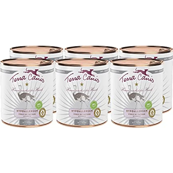 Terra Canis Strauß mit Pastinake, Hypoallergen Nassfutter für Hunde, 6x800g, 100% Lebensmittelqualität, für Nahrungs-Unverträglichkeiten – Bild 1