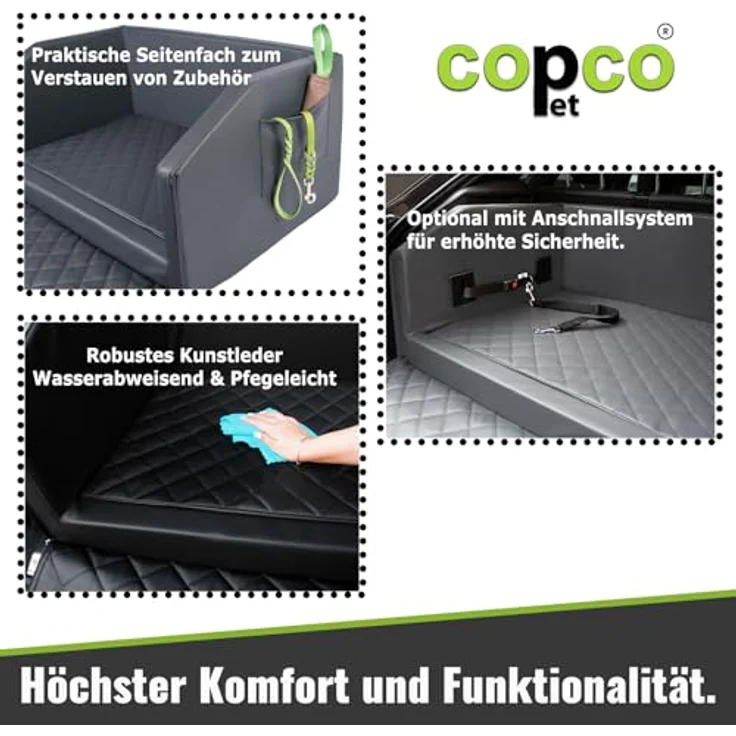 CopcoPet Hundebox Auto Kofferraumschutz mit Ladekantenschutz, herausnehmbare Kofferraum Schutzmatte, wasserabweisend, 80x55x38cm, Grau【Mit Tasche】 – Bild 4