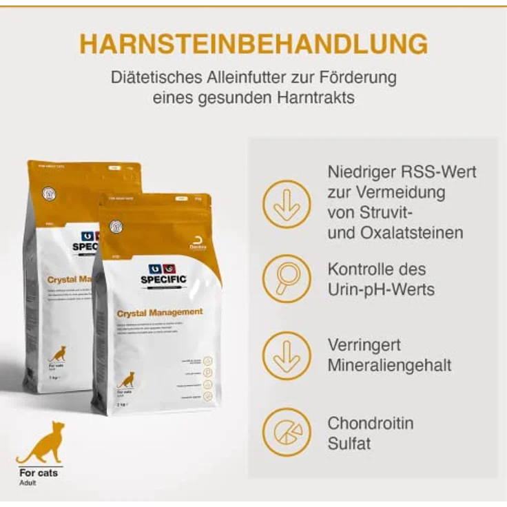 SPECIFIC® Crystal Management (FCD) 7kg, Trockenfutter für Katzen zur Reduzierung von Struvitsteinen, mit Omega-3 und geringerem Salzgehalt, für Erwachsene Tiere – Bild 2