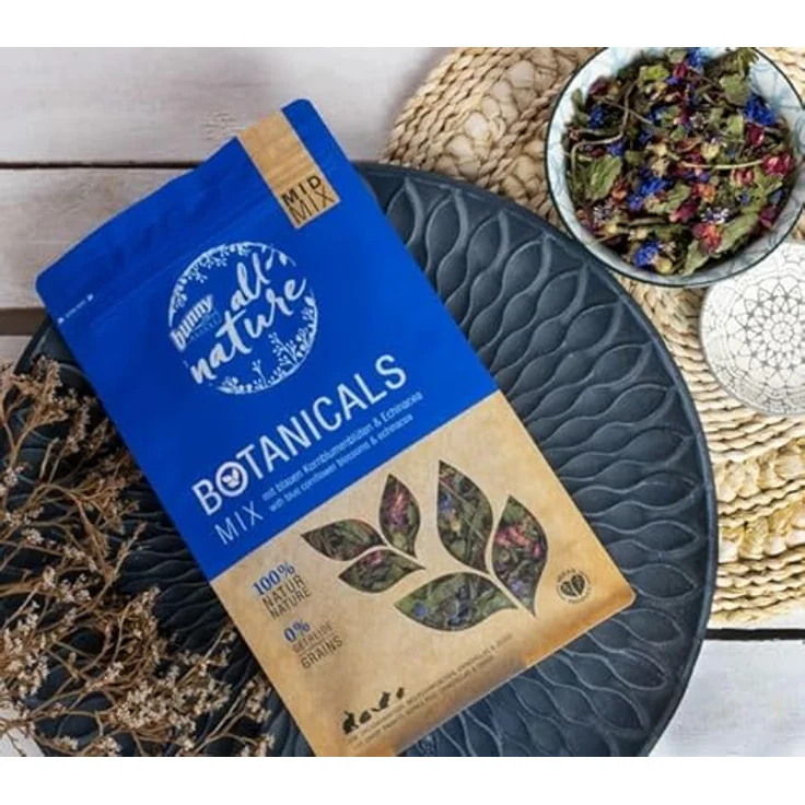 Bunny Nature BOTANICALS MID Mix mit blauen Kornblumenblüten & Echinacea, 120 g - Ergänzungsfuttermittel für Zwergkaninchen, Meerschweinchen, Chinchillas & Degus, 100% natürlich, reich an Vitaminen – Bild 3