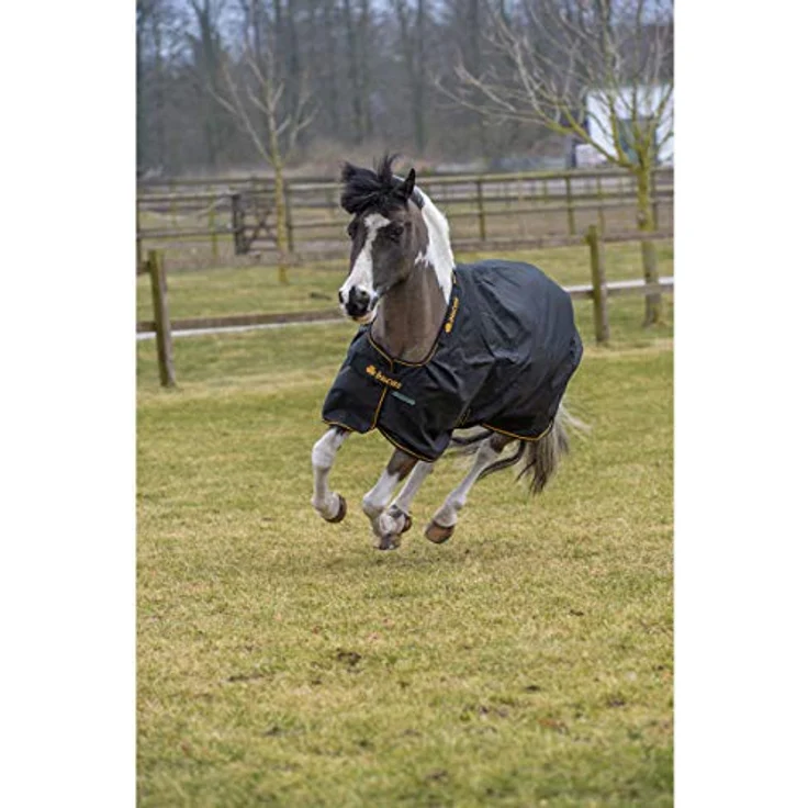 Bucas IRISH TURNOUT Pferdedecke Extra 300g, Rückenlänge 135 cm, schwarz/gold – Bild 3