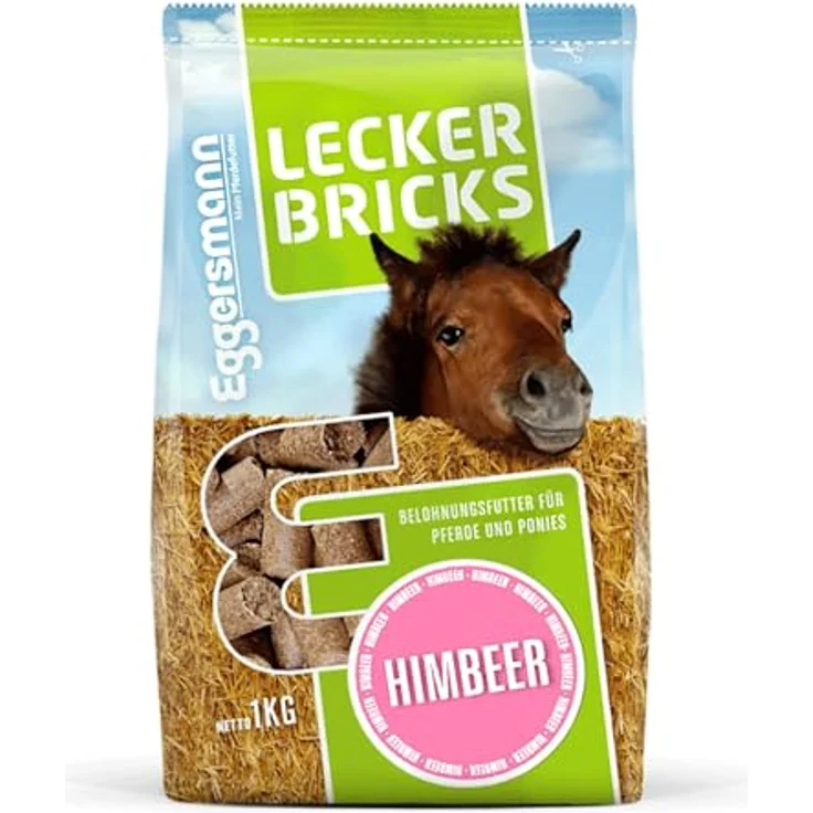 Eggersmann Mein Pferdefutter 1 kg Pferde-Leckerlis, Lecker Bricks mit natürlichem Himbeer-Geschmack, für Pferde & Ponys, perfekte Belohnung & für zwischendurch – Bild 1