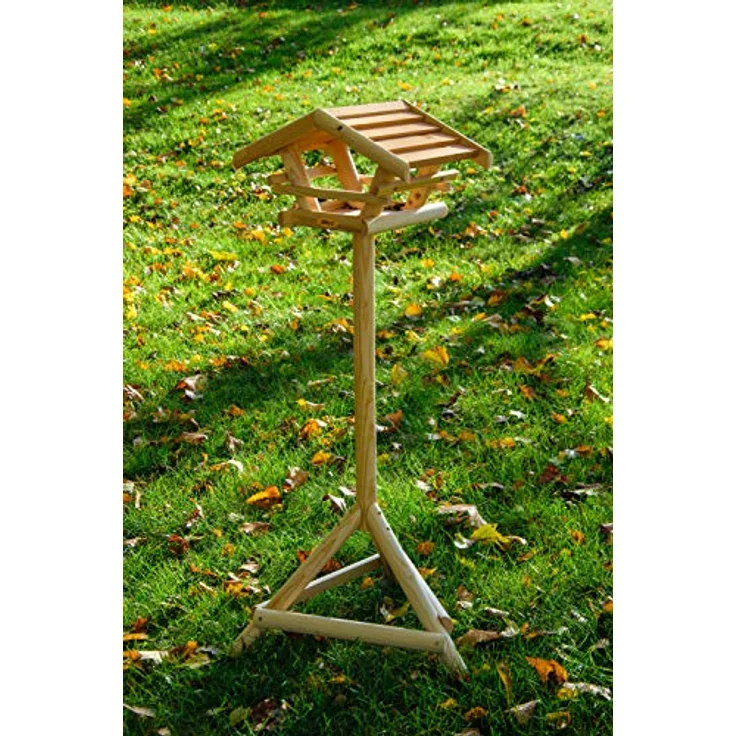 dobar 21053FSC Vogelhaus Berni mit braunem Dach, Vogelfutterhaus mit Ständer, 44 x 44 x 101 cm, Bernstein – Bild 9
