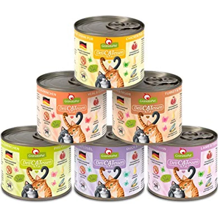 GranataPet DeliCatessen Multipack 3, Nassfutter für Katzen ohne Fisch, Alleinfuttermittel ohne Getreide, hoher Fleischanteil, 6 x 200 g – Bild 1
