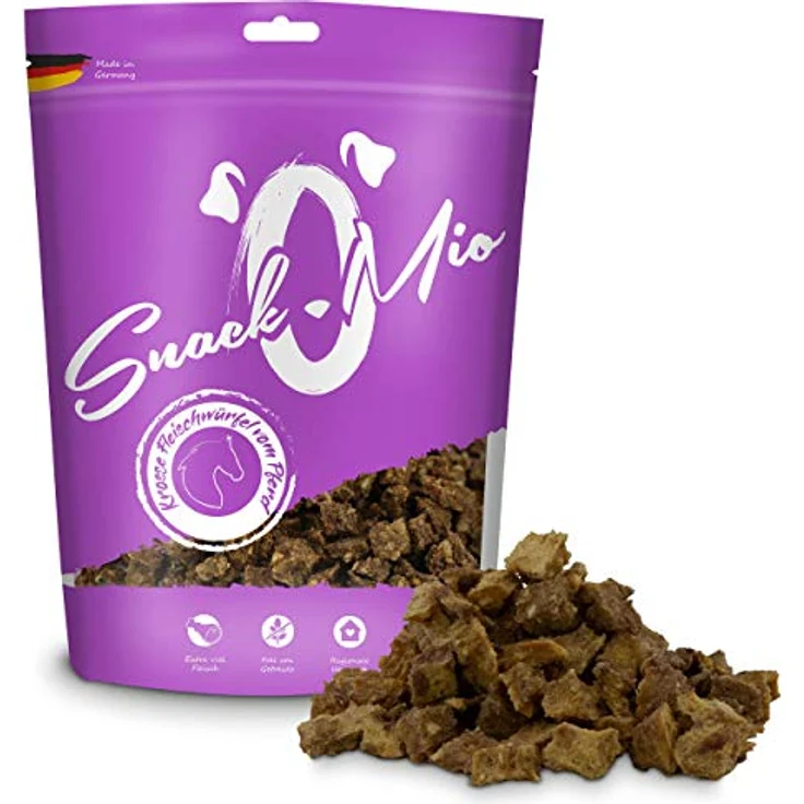 SnackOMio Premium Hundesnack, krosse Fleischwürfel vom Pferd, getreidefrei, 1 x 125g, luftgetrocknet und naturbelassen – Bild 2