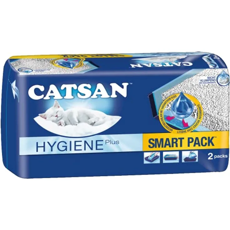 CATSAN Smart Pack, Nichtklumpende Katzenstreu auf saugfähigem Vlies, 2 Packungen à 4L, 4kg, staubfreie Anwendung
