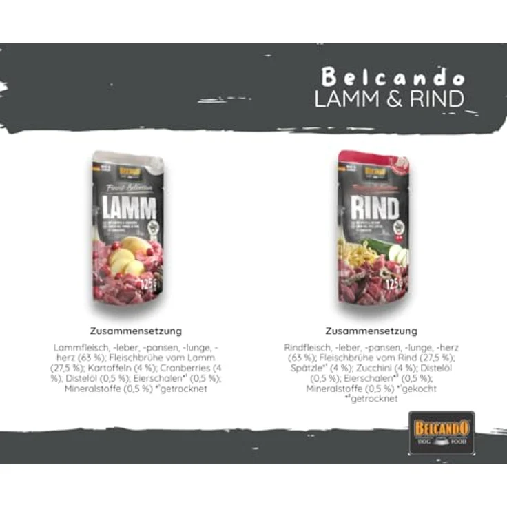Belcando Finest Selection Hundefutter, Nassfutter-Mix in Frischebeuteln 30x125g, ohne Getreide, mit Huhn, Ente, Lamm, Rind & Wild, hochwertiges Alleinfuttermittel für ernährungssensible Hunde – Bild 5